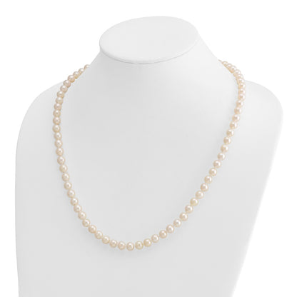 14K Yellow Gold 7 8mm White Round Akoya Saltwater Cultured Pearl 24 Inch Necklace