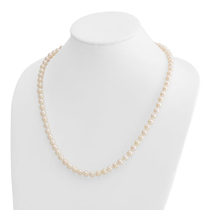 14K Yellow Gold 7 8mm White Round Akoya Saltwater Cultured Pearl 24 Inch Necklace