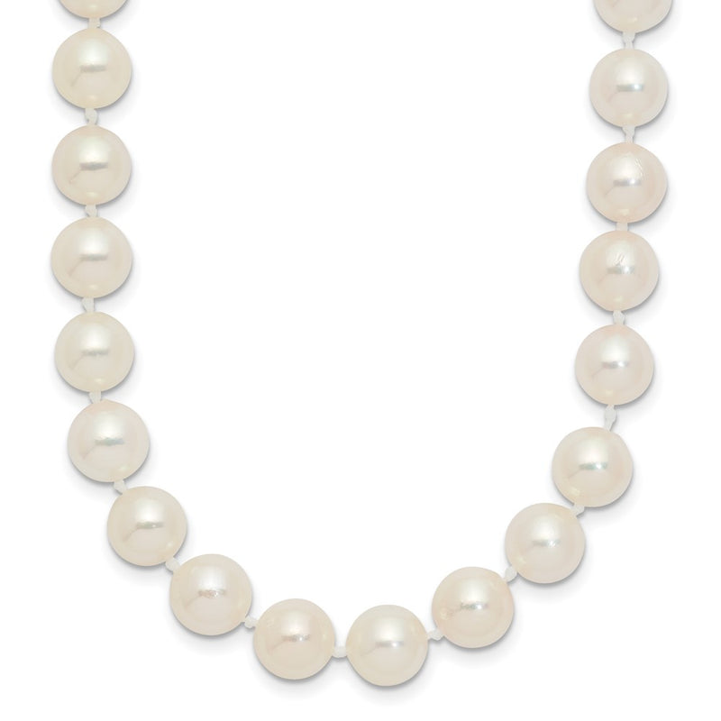 14K Yellow Gold 7 8mm White Round Akoya Saltwater Cultured Pearl 24 Inch Necklace