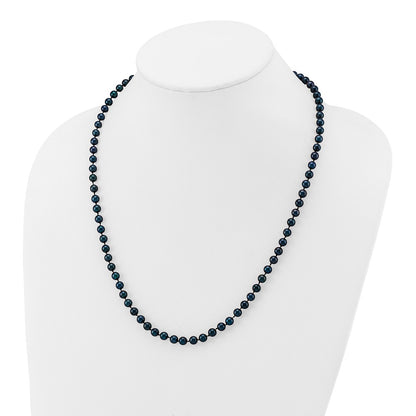 14K White Gold 5 6mm Black Round Akoya Saltwater Cultured Pearl 20 Inch Necklace