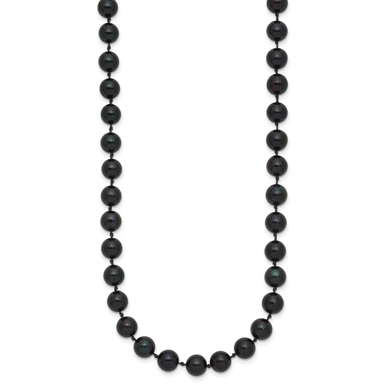 14K White Gold 6 7mm Black Round Akoya Saltwater Cultured Pearl 20 Inch Necklace