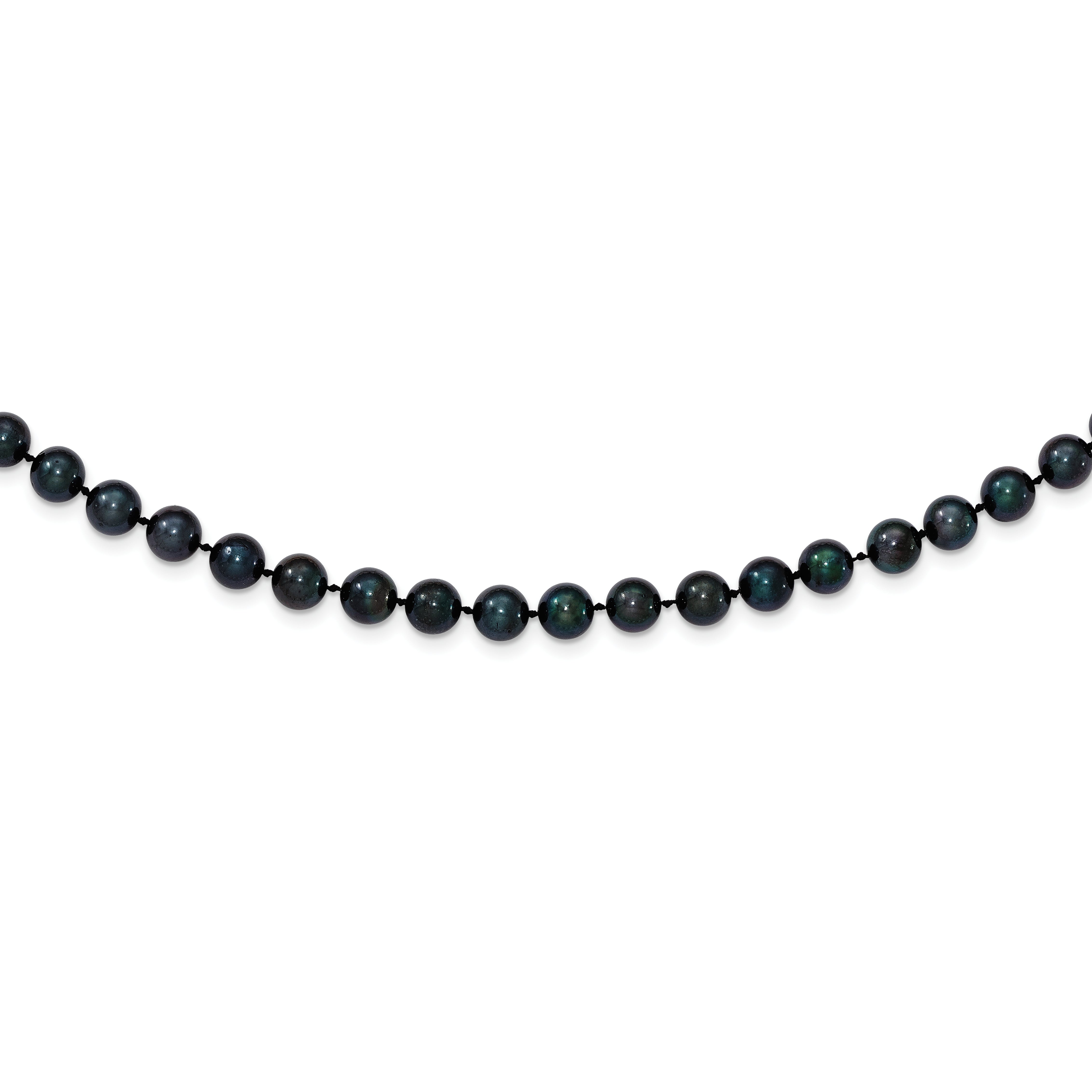 14K White Gold 6 7mm Black Round Akoya Saltwater Cultured Pearl 20 Inch Necklace