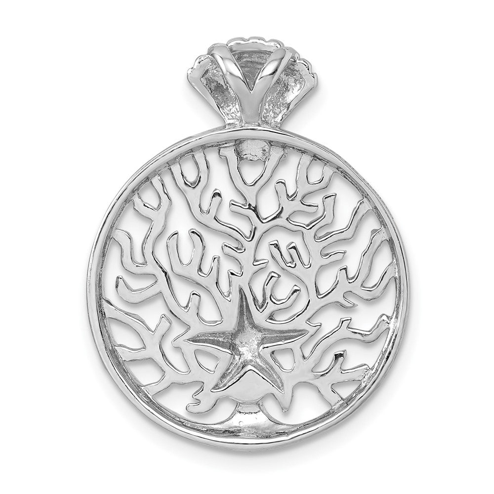 Sterling Silver Rhodium-Plated Starfish & Scallop Shell Reef Chain Slide