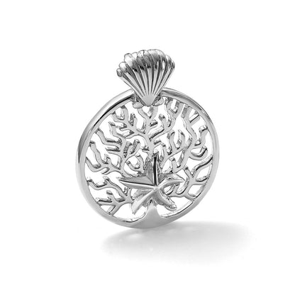 Sterling Silver Rhodium-Plated Starfish & Scallop Shell Reef Chain Slide