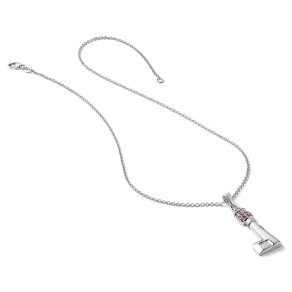 Sterling Silver Rhodium-Plated Polished CZ Cape May Lighthouse Pendant