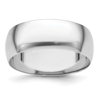 Platinum 8mm Half Round Featherweight Wedding Band