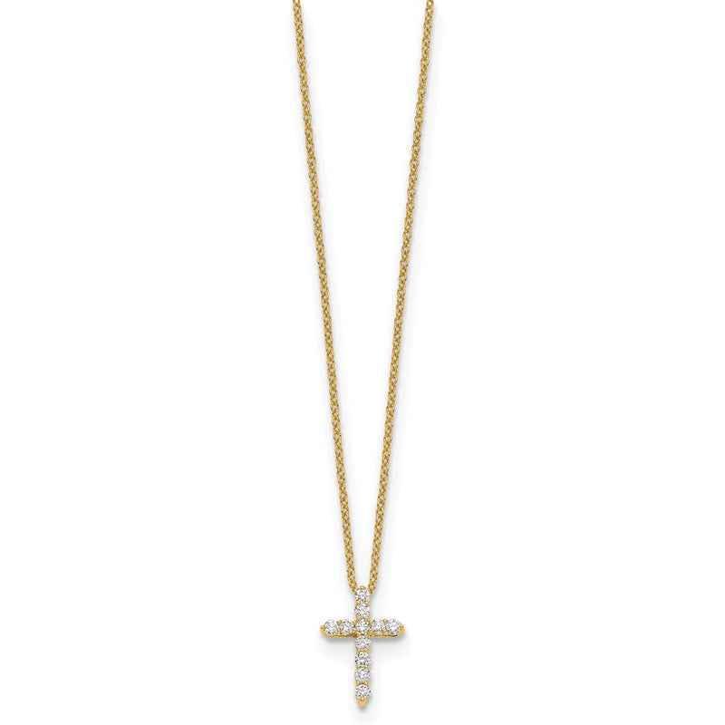 10K Yellow Gold Diamond Cross 18 Inch Necklace