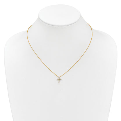 10K Yellow Gold Diamond Cross 18 Inch Necklace