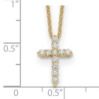 10K Yellow Gold Diamond Cross 18 Inch Necklace
