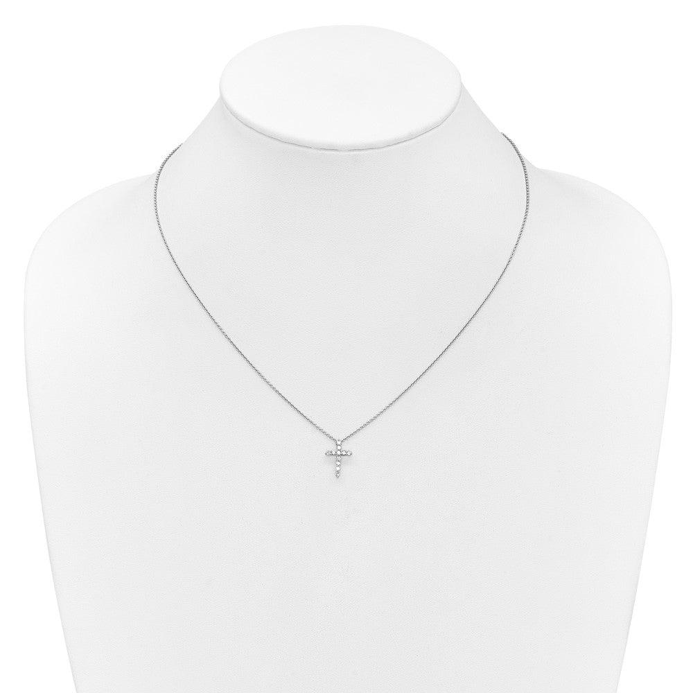14K White Gold True Origin 1/4 Carat Lab Grown Diamond Vs Def 18 Inch Cross Pendant Necklace