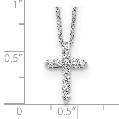 14k White Gold Real Diamond Cross 18 inch Necklace