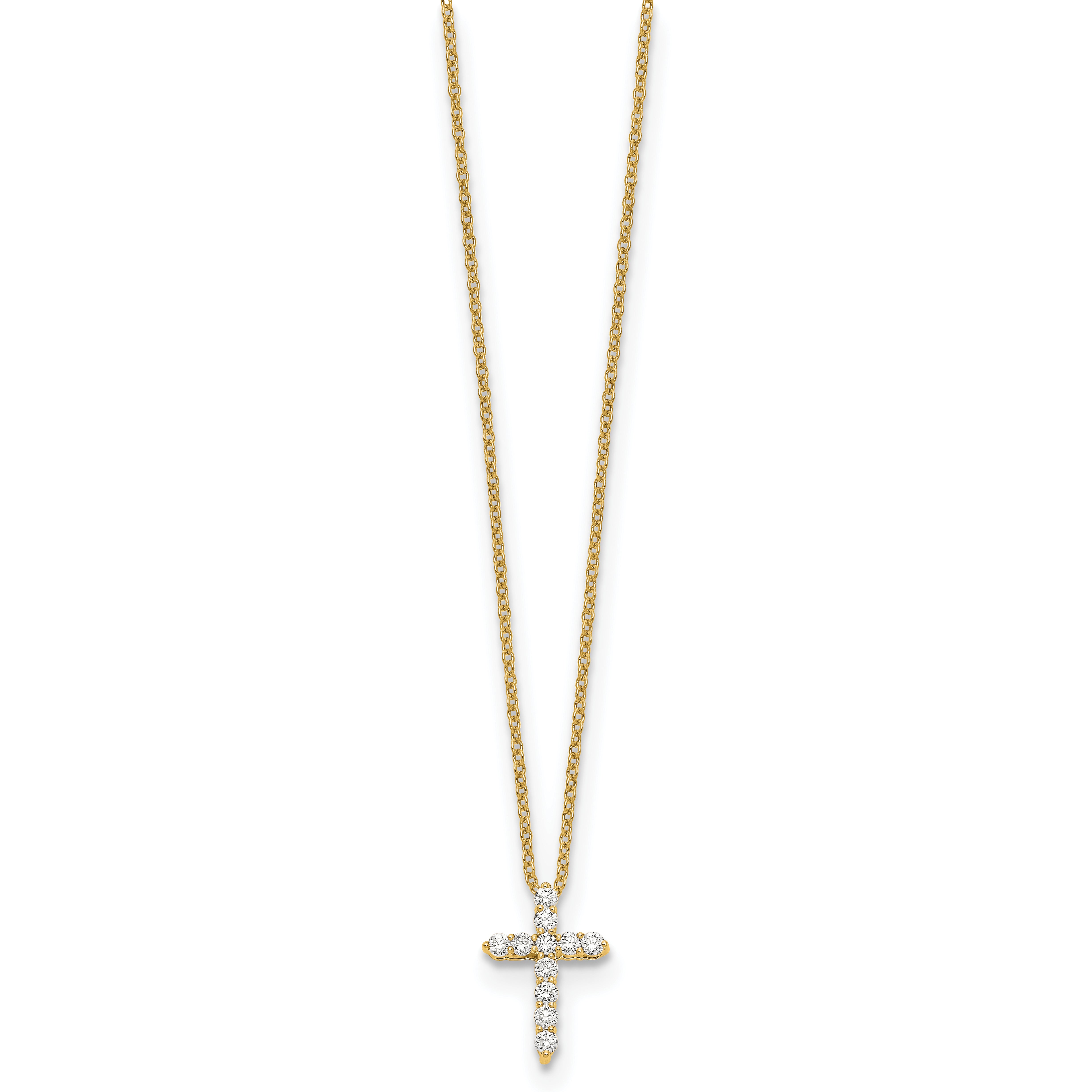 14k Yellow Gold 1/4 Ct. Lab Grown Diamond VS/SI+ G+ 18 inch Cross Pendant Necklace