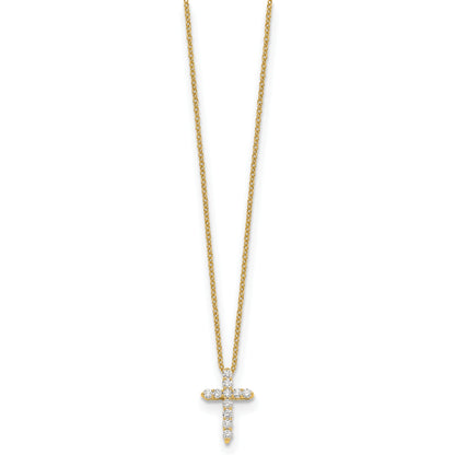 14k Yellow Gold 1/4 Ct. Lab Grown Diamond VS/SI+ G+ 18 inch Cross Pendant Necklace