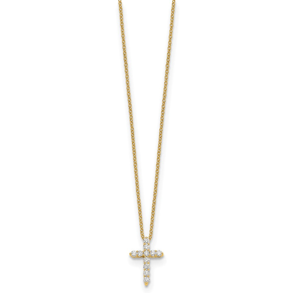 14K Yellow Gold True Origin 1/4 Carat Lab Grown Diamond Vs Def 18 Inch Cross Pendant Necklace
