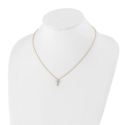 14k Yellow Gold 1/4 Ct. Lab Grown Diamond VS/SI+ G+ 18 inch Cross Pendant Necklace