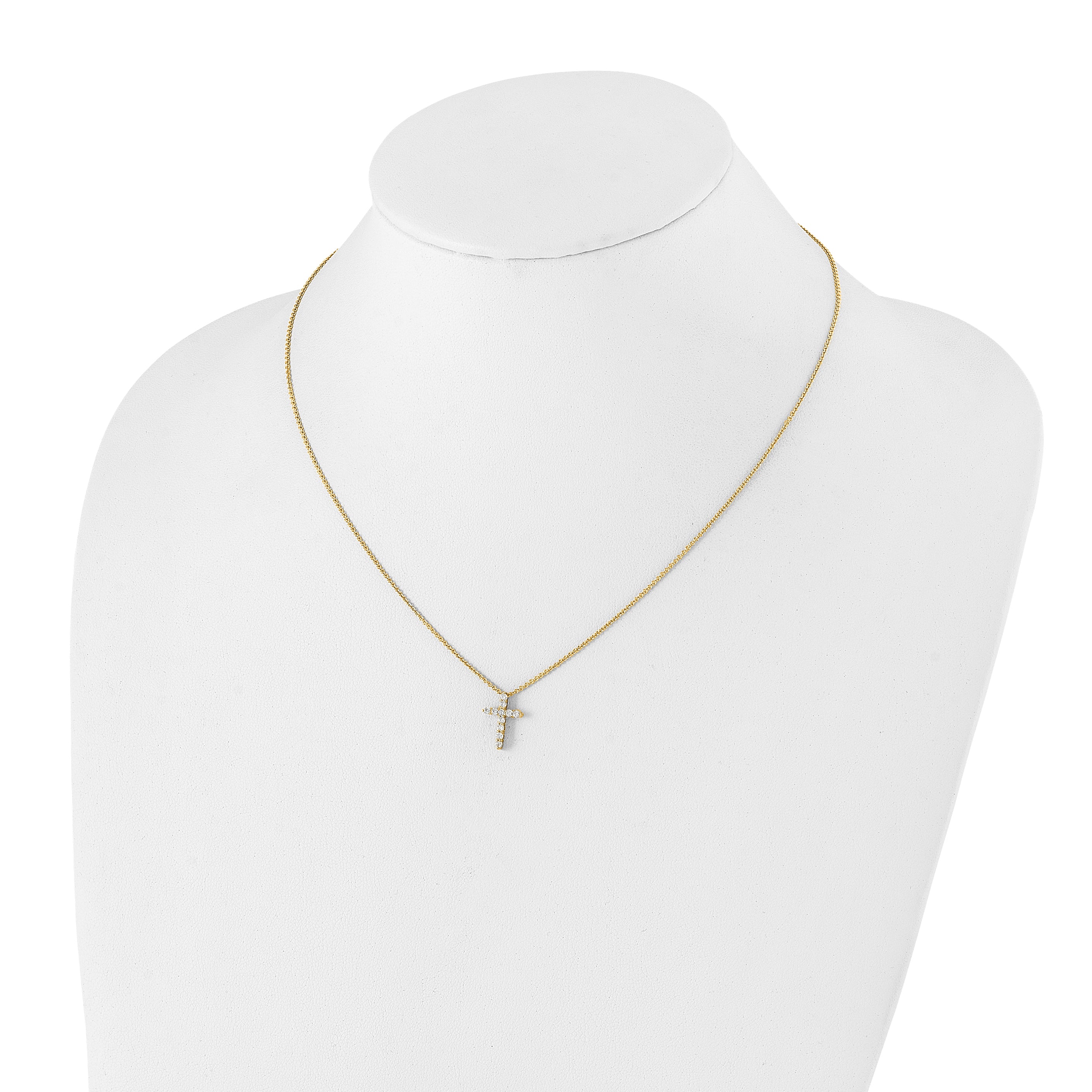 14k Yellow Gold 1/4 Ct. Lab Grown Diamond VS/SI+ G+ 18 inch Cross Pendant Necklace