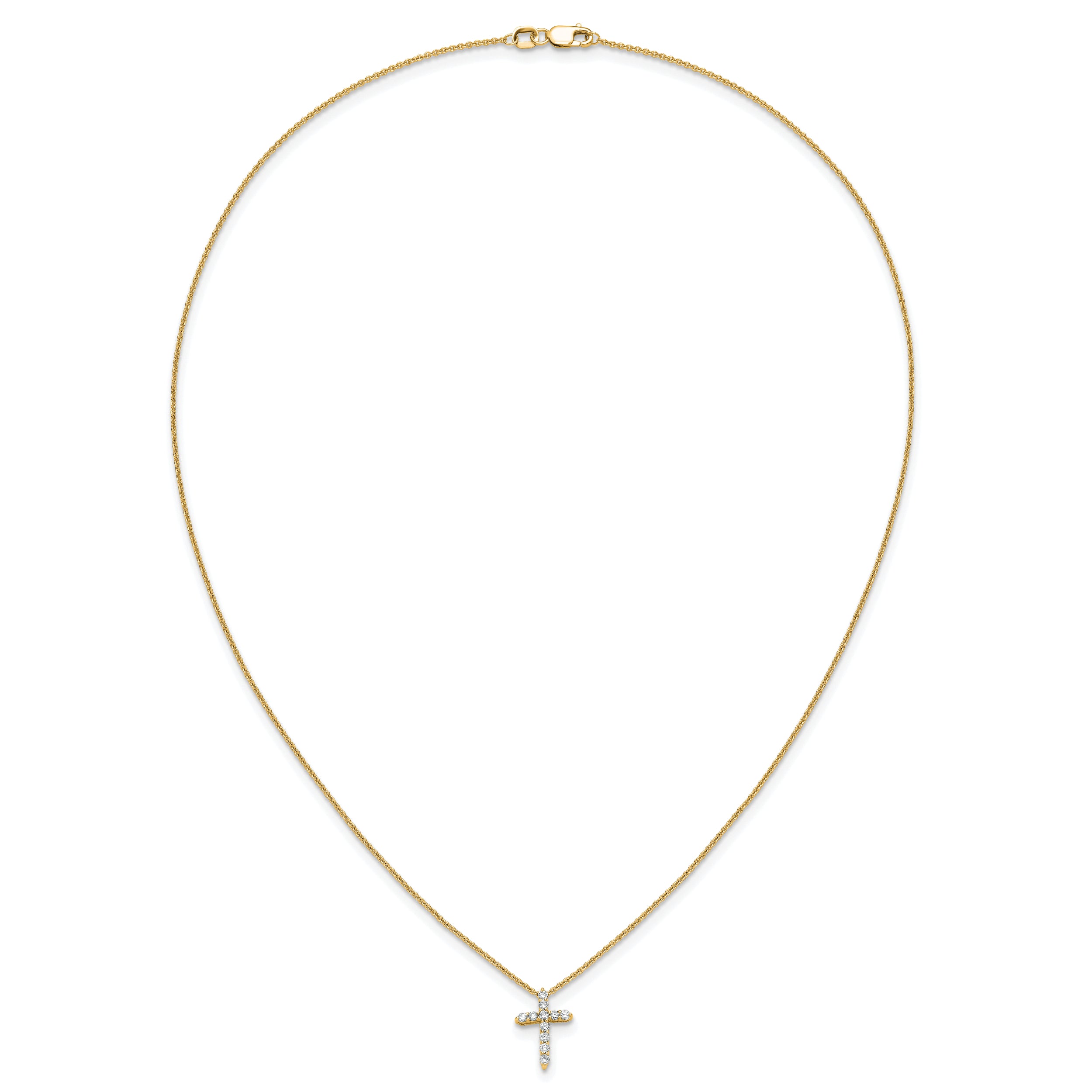 14k Yellow Gold 1/4 Ct. Lab Grown Diamond VS/SI+ G+ 18 inch Cross Pendant Necklace
