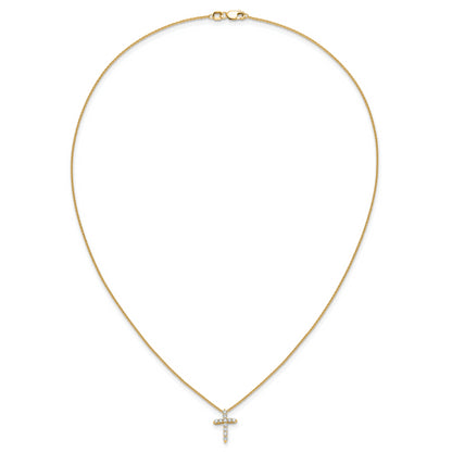 14k Yellow Gold 1/4 Ct. Lab Grown Diamond VS/SI+ G+ 18 inch Cross Pendant Necklace