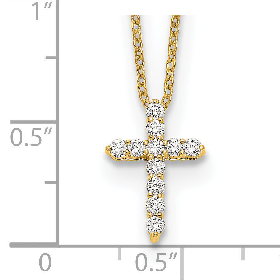 14K Yellow Gold True Origin 1/4 Carat Lab Grown Diamond Vs Def 18 Inch Cross Pendant Necklace