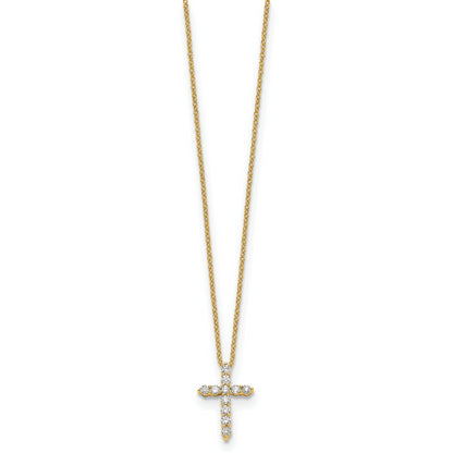 10K Yellow Gold Diamond Cross 18 Inch Necklace