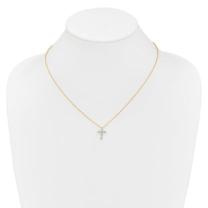 10K Yellow Gold Diamond Cross 18 Inch Necklace
