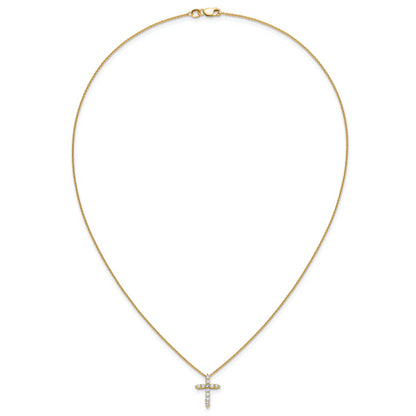 10K Yellow Gold Diamond Cross 18 Inch Necklace