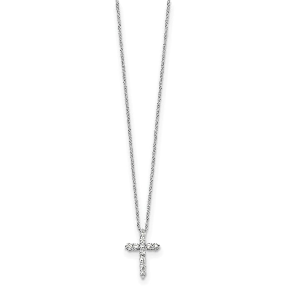 14k White Gold Real Diamond Cross Pendant