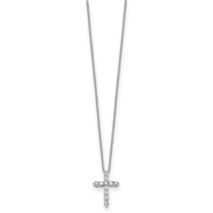 14k White Gold Real Diamond Cross Pendant