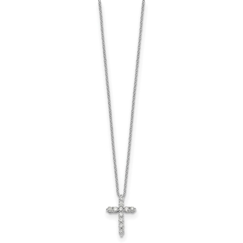 14K White Gold True Origin 1/3 Carat Lab Grown Diamond Vs Def 18 Inch Cross Pendant Necklace