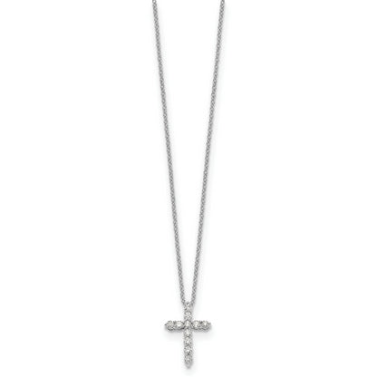 14k White Gold Real Diamond Cross 18 inch Necklace