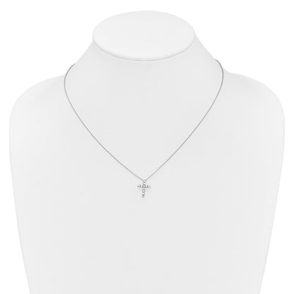 14k White Gold Real Diamond Cross Pendant