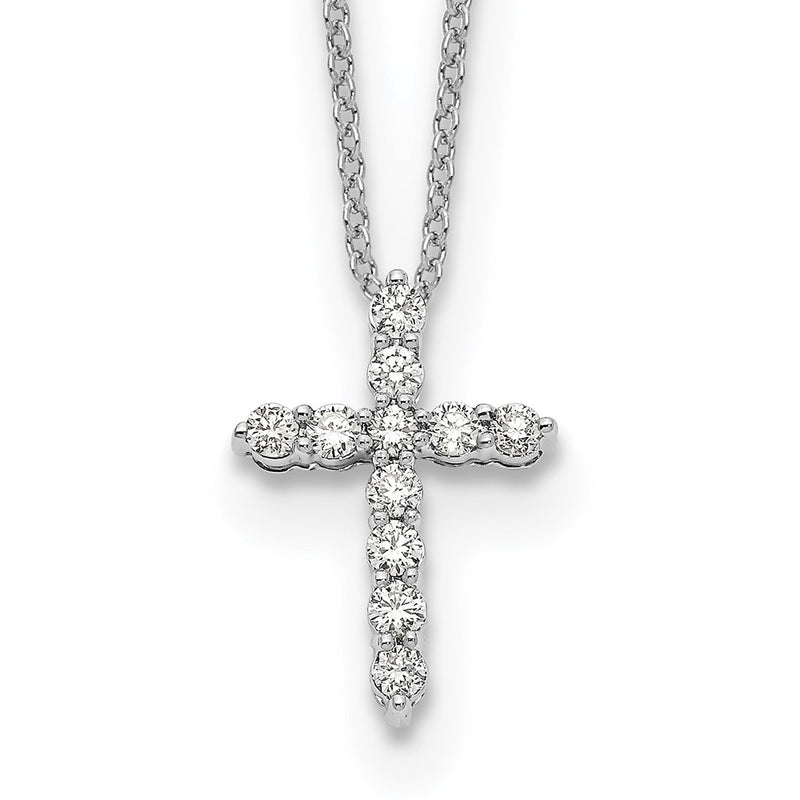 14k White Gold Real Diamond Cross Pendant
