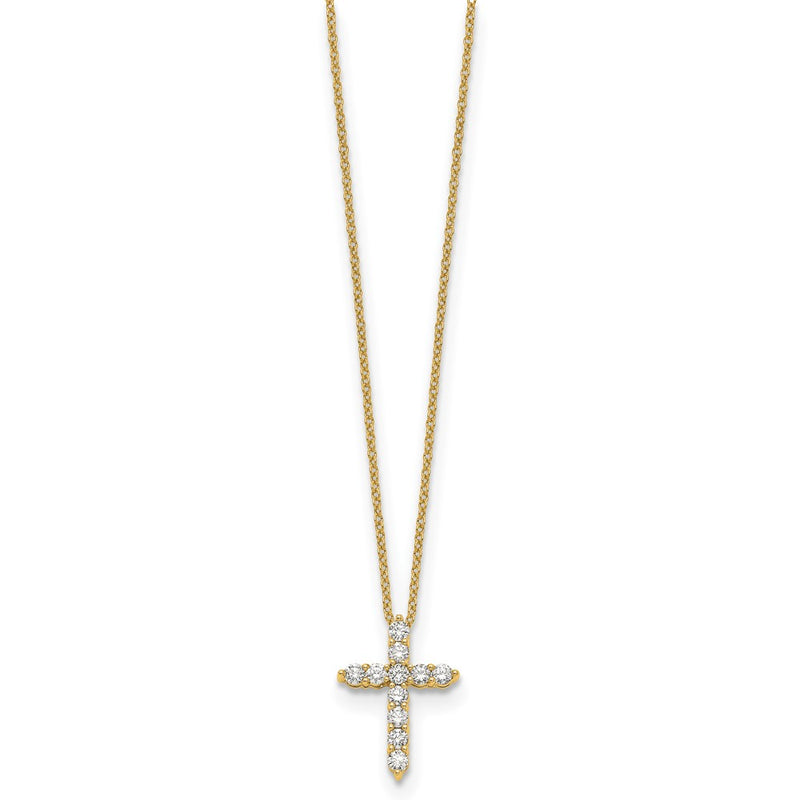 10K Yellow Gold Diamond Cross 18 Inch Necklace