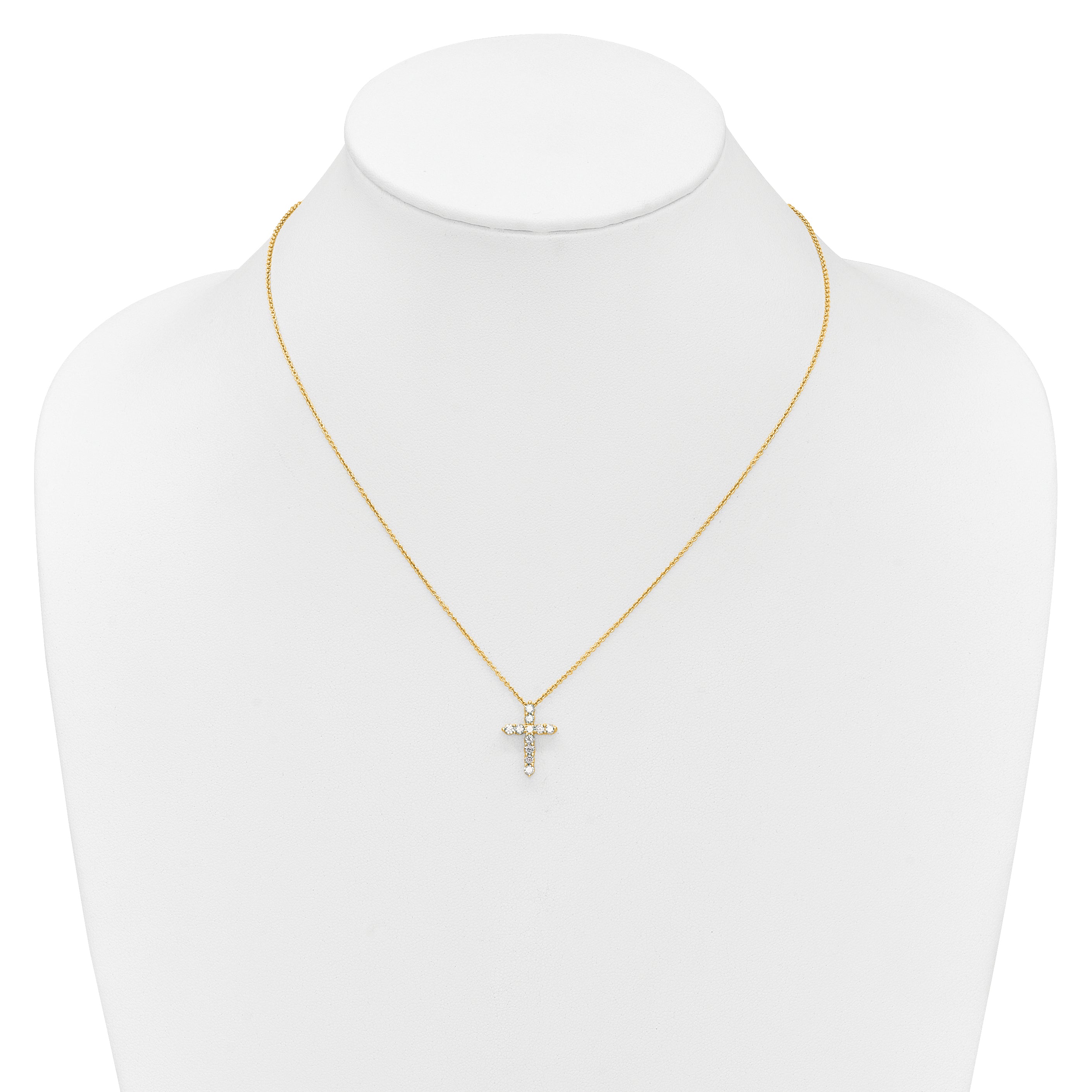10K Yellow Gold Diamond Cross 18 Inch Necklace