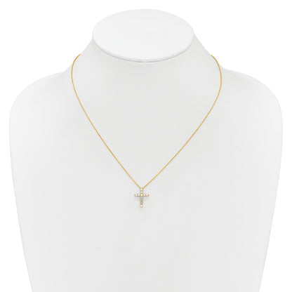 10K Yellow Gold Diamond Cross 18 Inch Necklace