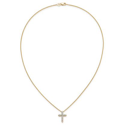 10K Yellow Gold Diamond Cross 18 Inch Necklace