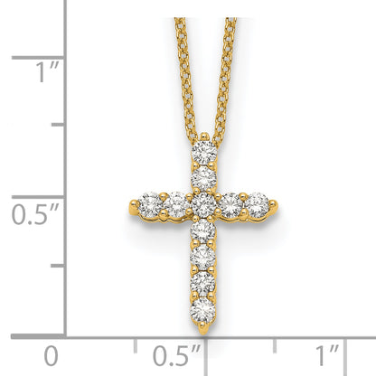 10K Yellow Gold Diamond Cross 18 Inch Necklace