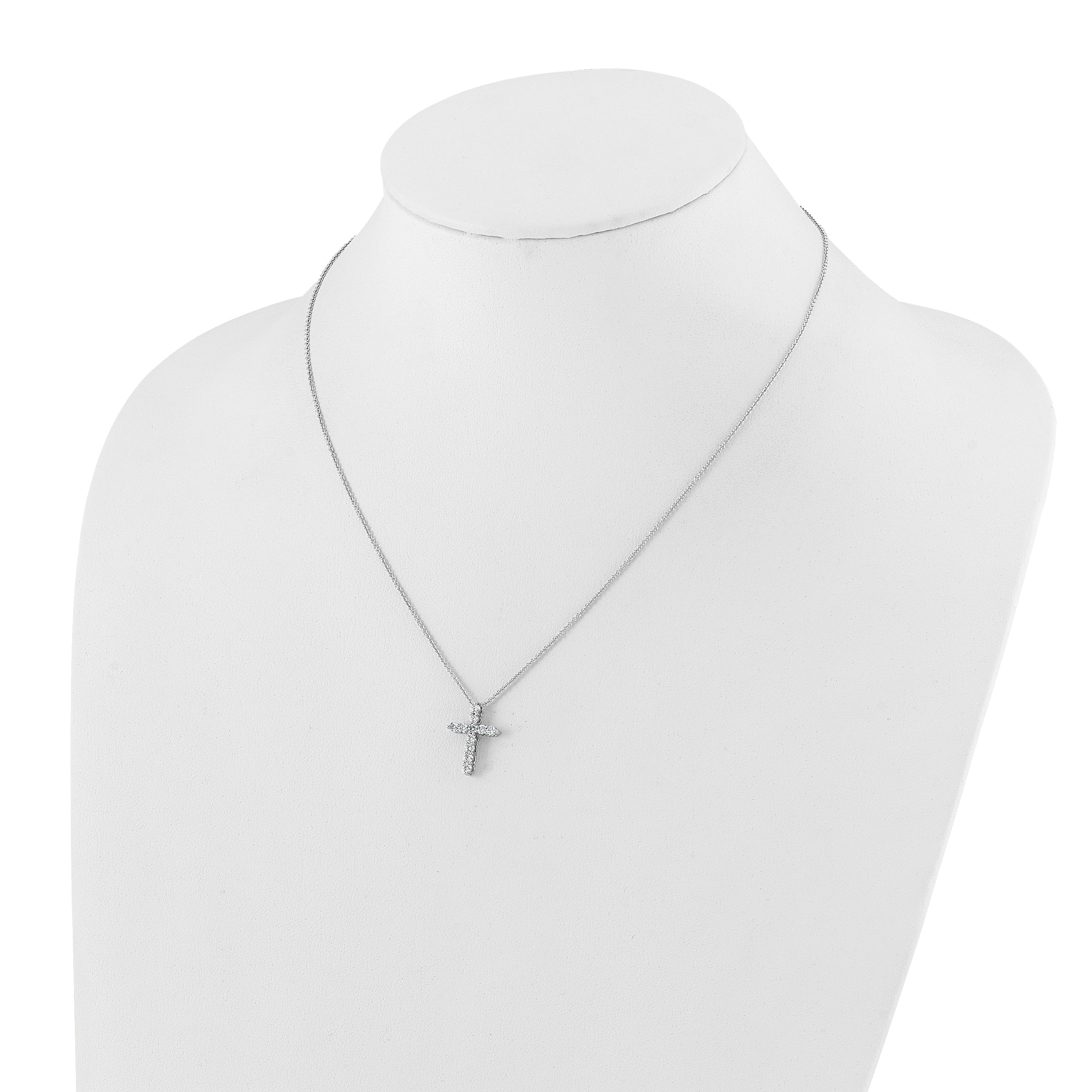 14k White Gold 1/2 Ct. Lab Grown Diamond VS/SI+ G+ 18 inch Cross Pendant Necklace