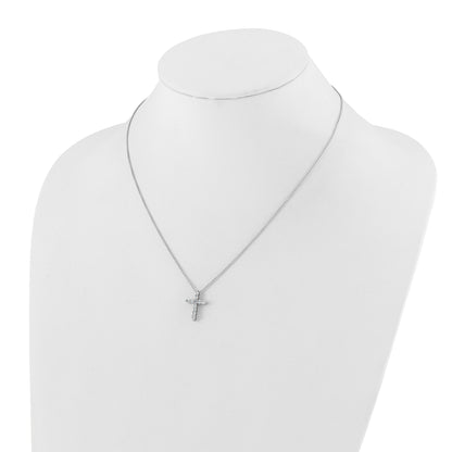 14k White Gold 1/2 Ct. Lab Grown Diamond VS/SI+ G+ 18 inch Cross Pendant Necklace