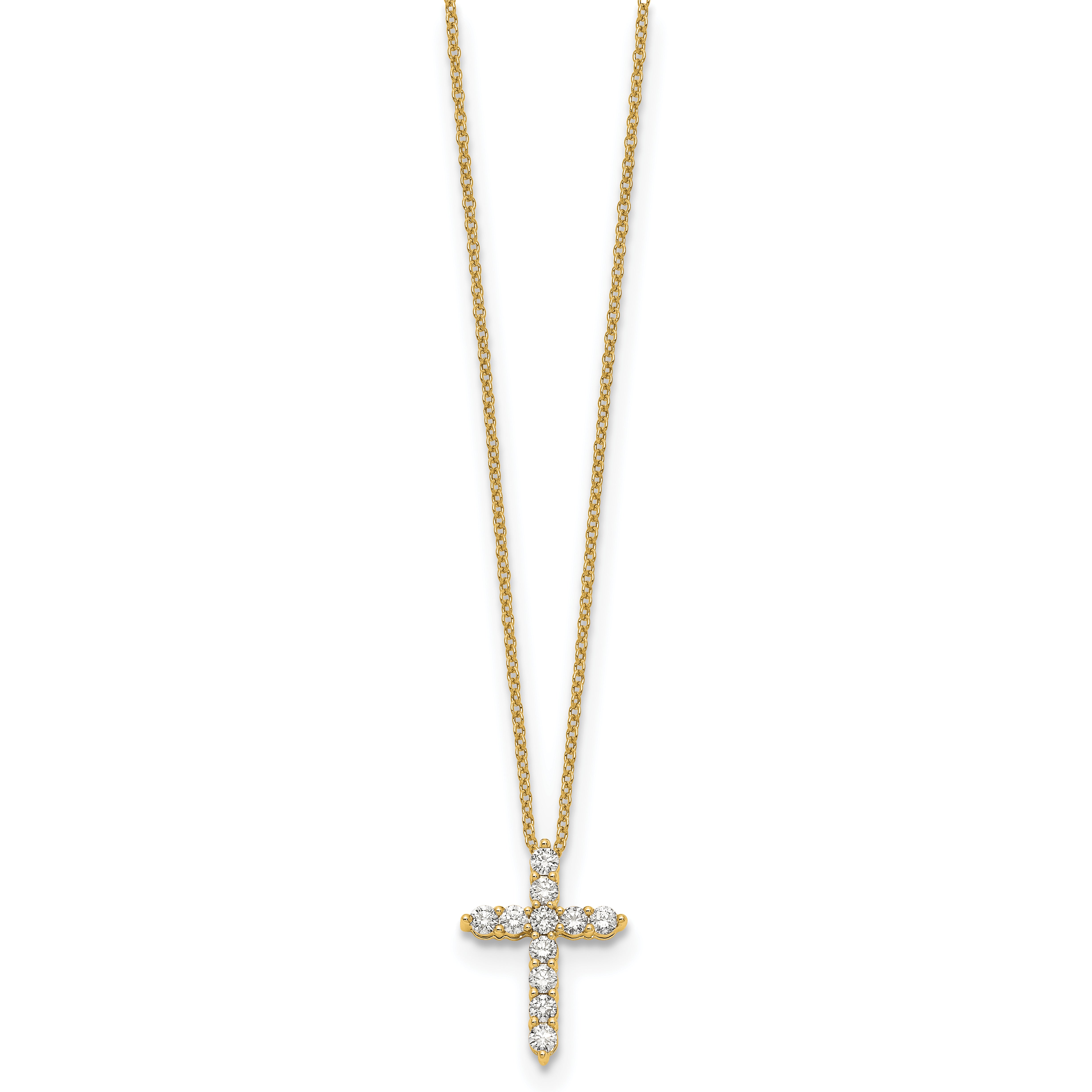 14K Yellow Gold True Origin 1/2 Carat Lab Grown Diamond Vs Def 18 Inch Cross Pendant Necklace