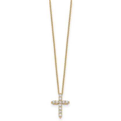 14K Yellow Gold True Origin 1/2 Carat Lab Grown Diamond Vs Def 18 Inch Cross Pendant Necklace