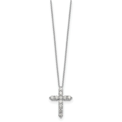 14K White Gold True Origin 1 Carat Lab Grown Diamond Vs Def 18 Inch Cross Pendant Necklace