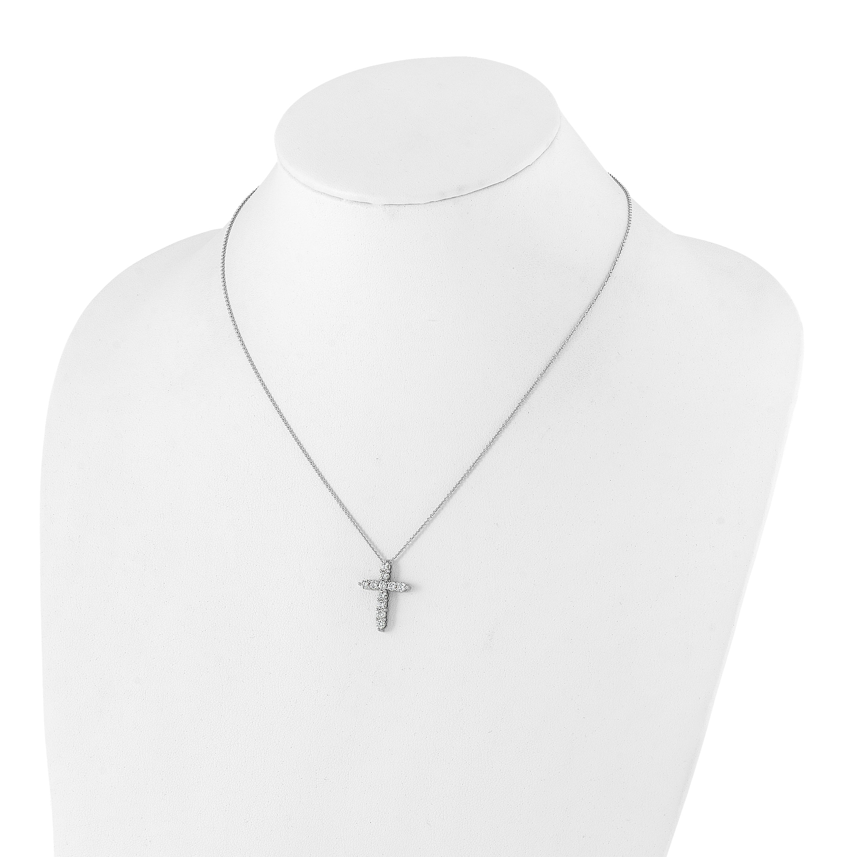 14K White Gold True Origin 1 Carat Lab Grown Diamond Vs Def 18 Inch Cross Pendant Necklace