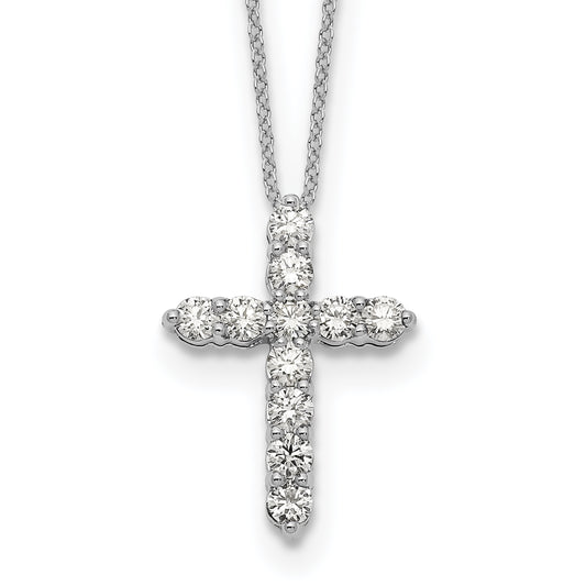 14K White Gold True Origin 1 Carat Lab Grown Diamond Vs Def 18 Inch Cross Pendant Necklace