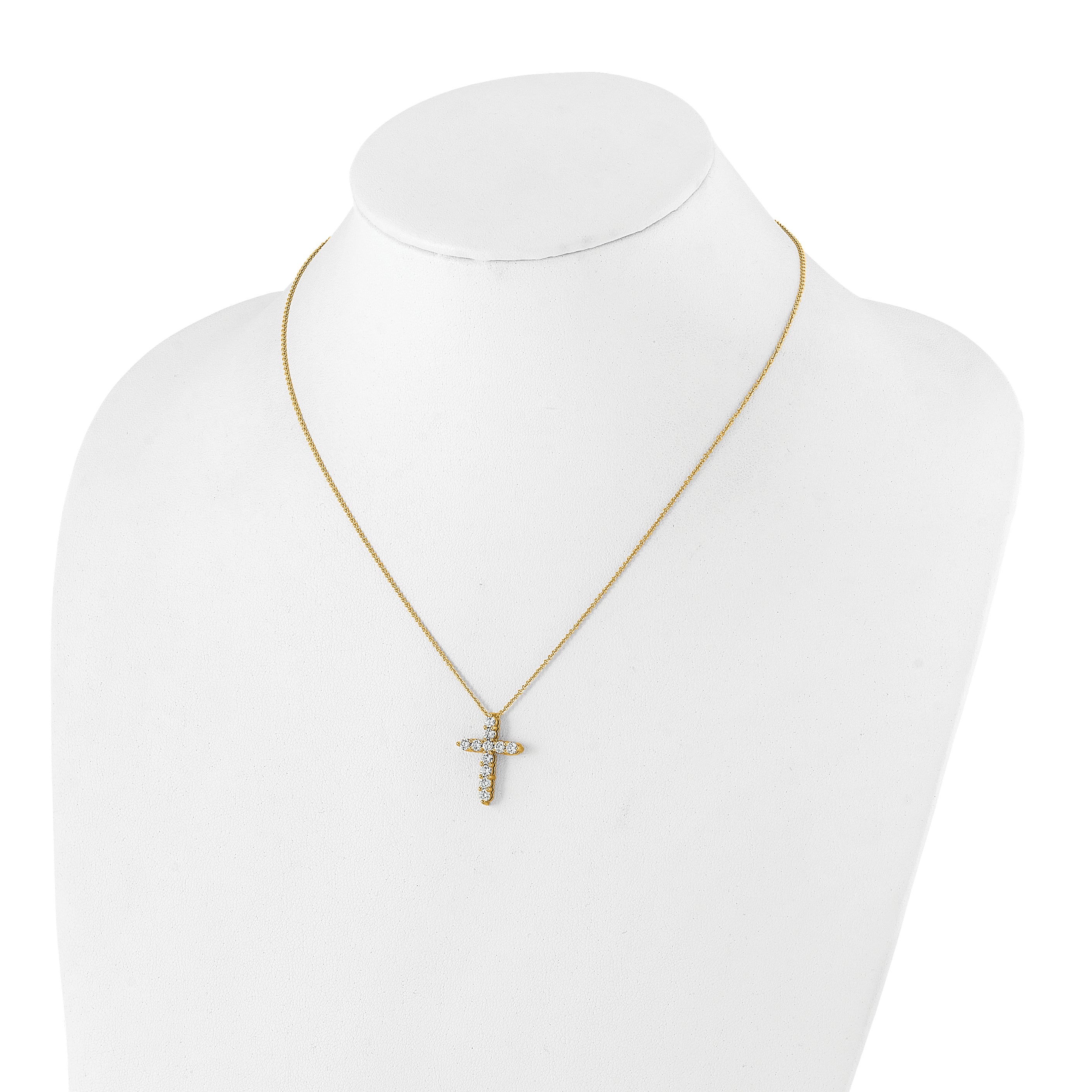 14K Yellow Gold True Origin 1 Carat Lab Grown Diamond Vs Def 18 Inch Cross Pendant Necklace