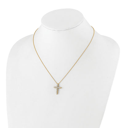 14K Yellow Gold True Origin 1 Carat Lab Grown Diamond Vs Def 18 Inch Cross Pendant Necklace