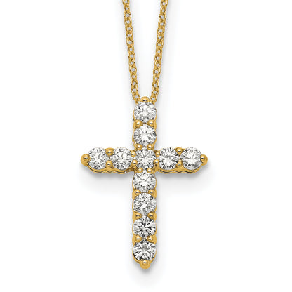 14K Yellow Gold True Origin 1 Carat Lab Grown Diamond Vs Def 18 Inch Cross Pendant Necklace