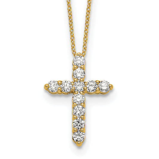 14K Yellow Gold True Origin 1 Carat Lab Grown Diamond Vs Def 18 Inch Cross Pendant Necklace