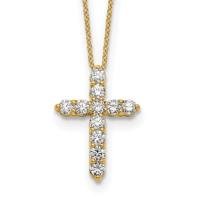 14K Yellow Gold True Origin 1 Carat Lab Grown Diamond Vs Def 18 Inch Cross Pendant Necklace