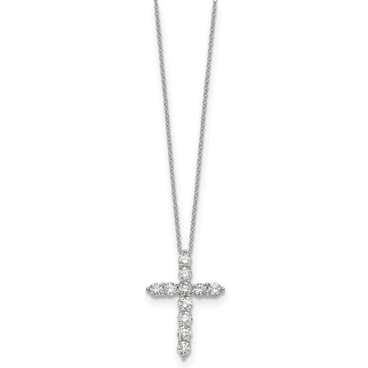 14k White Gold Real Diamond Cross Pendant